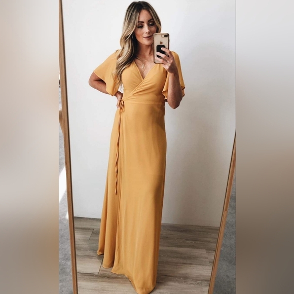 Baltic Born Ivy Maxi Length Mustard Yellow Flowy Wrap Dress Size XXXL / 3XL - Picture 1 of 12